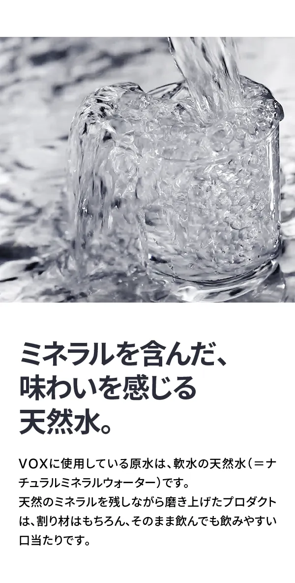 VOX 強炭酸水500mlの紹介 元水の説明画像